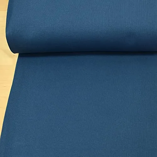 MAGAM-Stoffe Laura Bündchenstoff Grobstrick uni Bio Meterware 50cm (12. Jeans Blau)