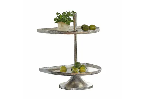 Loberon Etagere Quiralen – Zweistöckig mit Halbrundem Design - Zweistöckige Etagere aus Aluminiumguss mit markanter Struktur. Ideal zur Wanddekoration und für stilvolle Präsentationen. Langlebig und nachhaltig, perfekt für individuelle Wohnwelten.