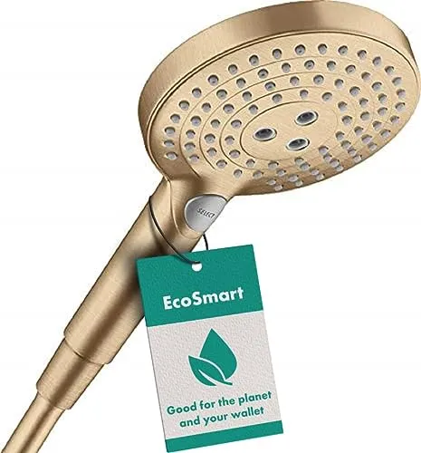 hansgrohe Raindance Select S Handbrause 120 3jet EcoSmart 26531140 - Handbrausen in brushed bronze, komfortable Strahlartenumstellung durch Select-Taste für ein individuelles Duscherlebnis
