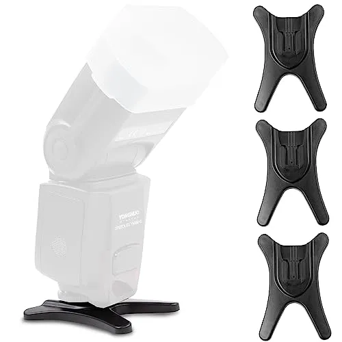 ECENCE 3X Blitzstandfuss mit integriertem 1/4 Zoll Stati Universal für Standard ISO Blitzschuh z.B. kompatibel mit Nikon Canon Olympus Panasonic Pentax Sigma Metz Nissin Yongnuo