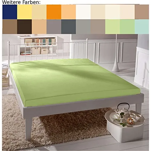 Estella Spannbettlaken 100 x 200 cm maigrün - Hochwertiges Spannbettlaken aus 97 % Mako-Baumwolle und 3 % Elasthan, ideal für Wasserbetten und Matratzenhöhen bis 40 cm, in frischem maigrün.