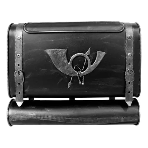 Retro Wandbriefkasten mit Posthorn – Antik Koffer Design - Briefkästen im Vintage-Look mit zusätzlichem Zeitungsfach. Witterungsbeständig, robust und mit sicherem Schloss für maximalen Schutz Ihrer Post.