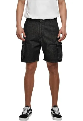 Urban Classics Herren TB4947-Organic Denim Cargo Shorts, Black Washed, 36 - Herren-Shorts aus nachhaltiger Bio-Baumwolle mit praktischen Cargo-Taschen und einem modernen Regular Fit für lässigen Komfort.