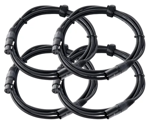 Pronomic Stage XFXM-2.5 Mikrofonkabel 4er Set - Professionelles 2,5 m XLR Mikrofonkabel mit hochwertiger Schirmung und Stecker, perfekt für Live-Events und Studioaufnahmen, 4 Kabel im Set.