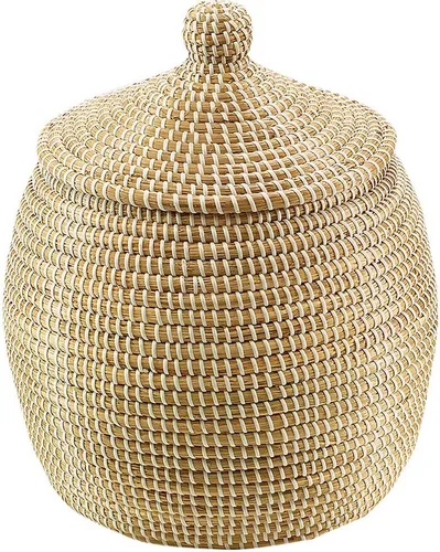 Kobolo Aufbewahrungskorb Schlangenkorb aus Seegras, D 32 cm in beige von Kobolo