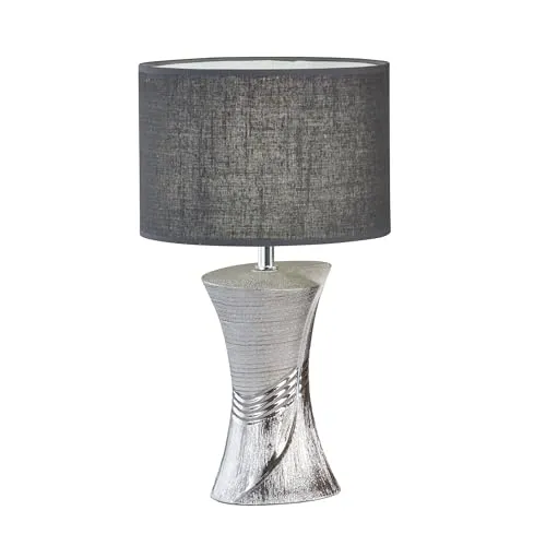 Fischer & Honsel Tischleuchte Louis, Grau, 44 cm - Elegante Tischleuchte in Grau aus Textil, 44 cm hoch, mit praktischem Schnurschalter – ideal für stimmungsvolle Innenbeleuchtung.