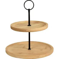 Koopmann Etagere aus Bambus - 2 Ebenen, stilvoll und praktisch - Elegante 2-stufige Etagere aus Bambus, Ø 21,5 cm, Höhe 23,5 cm, ideal für das stilvolle Servieren von Snacks und Desserts.