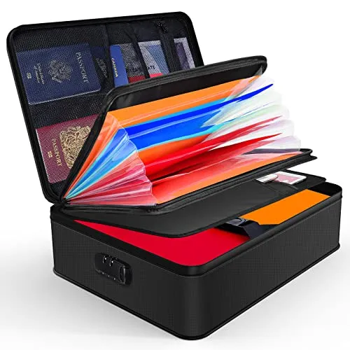 JUNDUN feuerfeste Dokumententasche mit Schloss in schwarz von JUNDUN