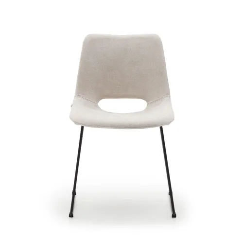 Zahara Stuhl Set - Beige und Stahl mit schwarzem Finish - Elegantes 2er Set von Stühlen, ideal für modernes Wohnen. Robuste Stahlkonstruktion und stilvolle beige Polsterung für höchsten Komfort.