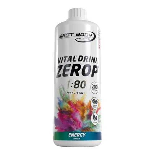 Best Body Nutrition Vital Drink ZEROP® - Energy mit 60 mg Koffein, Original Getränkekonzentrat - Sirup - zuckerfrei, 1:80 ergibt 80 Liter Fertiggetränk, 1000 ml