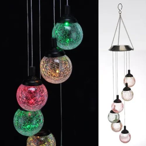 Solar - Windspiel mit 6 farbwechselnden LED Gartenwindspiel 12,5 x 12,5 x 60 cm