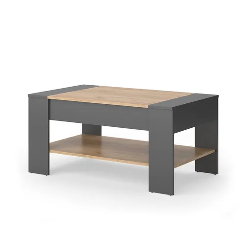 Vicco Couchtisch August, Goldkraft Eiche/Anthrazit, 99.6 x 58.8 cm - Moderne Couchtisch mit geräumiger Schublade und unterem Regal, ideal für Ordnung und Stil in Ihrem Wohnzimmer.