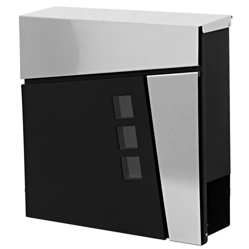 Briefkasten MCW-B29, Wandbriefkasten mit Zeitungsfach in schwarz von MCW