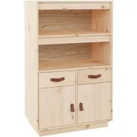 vidaXL Highboard aus massivem Kiefernholz 67x40x108,5 cm - Kommode aus massivem Kiefernholz, robust und stabil, bietet viel Stauraum mit Regalfächern und Schubladen für Ordnung und eine rustikale Optik.