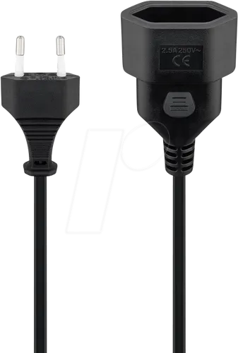 GOOBAY 50510 - Euro Verlängerung, Stecker-Buchse, schwarz, 5 m