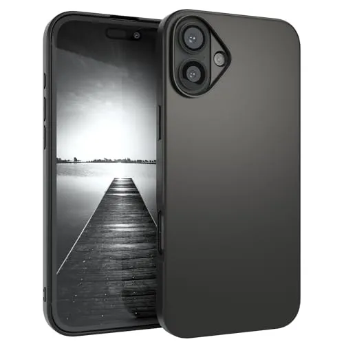 EAZY CASE - Handyhülle Silikon kompatibel mit iPhone 16 Plus - stoßfeste Schutzhülle dünne Handyhülle für Apple iPhone 16 Plus Hülle Fallschutz leichtes Cover schlankes Silicone Case in Schwarz