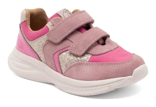 Bisgaard Yuki Sneaker, Blush Glitter, 28 EU - Stylischer Kinder Sneaker mit strapazierfähigem Leder und Textil, sicherem Klettverschluss und herausnehmbarer Latex-Innensohle für maximalen Komfort und Halt.
