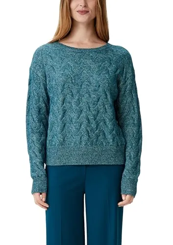 comma Longpullover mit Zopfmuster in Blau (Größe L) - Stylischer Strickpullover mit Zopfmuster, ideal für jeden Anlass. Hergestellt aus 60% Baumwolle, bietet er Komfort und ein angenehmes Tragegefühl.