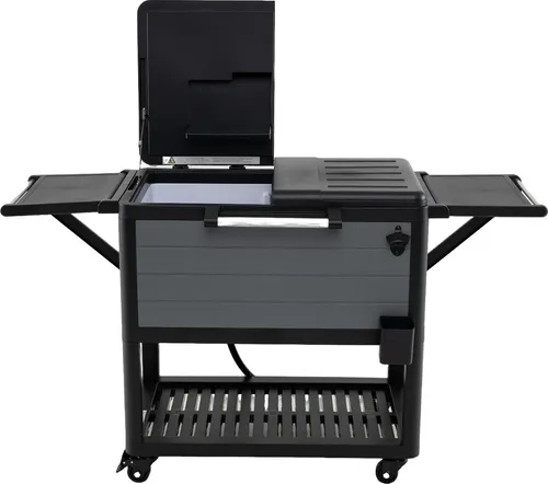 GOPLUS Kühlwagen mit Rollen - 91L Getränkekühler - Kühlboxen mit großer Kapazität von 91 L, hält Getränke bis zu 48 Stunden kühl und ist ideal für Outdoor-Aktivitäten. Mit 4 beweglichen Rädern und praktischen Ablagen für zusätzlichen Stauraum.