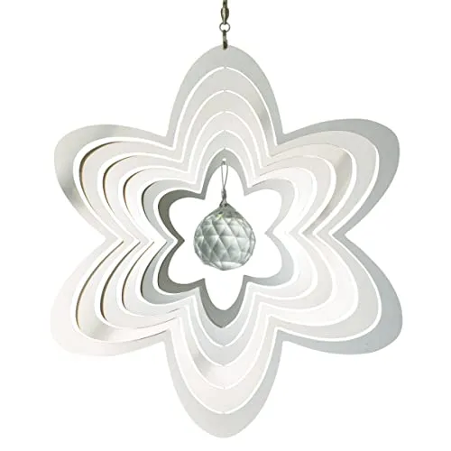 CIM Edelstahl Windspiel - Mirror Flower 200 - Durchmesser: 20cm - inkl. Haken mit Kugellagerwirbel