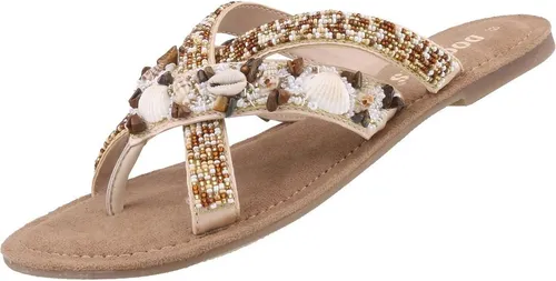 Dockers by Gerli Damen Zehentrenner Beige, Schuhgröße: EUR 39 - Bequeme Sandalen mit offener Kappe, ideal für den Sommer und entspannte Tage am Strand.