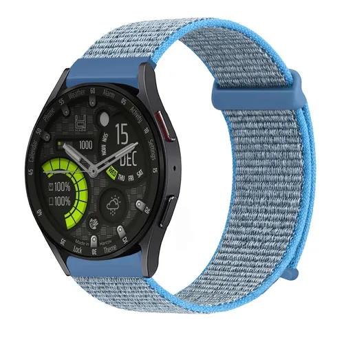 Smartwatch Armband für Samsung Galaxy Watch6 44mm Nylon Textil Band Klett Blau