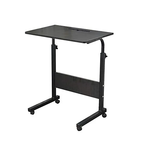 sogesfurniture höhenverstellbar Laptoptisch Computertisch mit Tablet Steckplatz, 60 * 40cm PC Tisch Sofatisch Pflegetisch Beistelltisch mit Rollen, Schwarz 05#3-60BK-BH