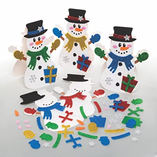 Baker Ross FC123 Schneemann-Karten-Sets, 6 Stück, Kartenherstellungsset für Kinder, zum Selbermachen von Weihnachtskarten, ideal für festliche Kunst- und Bastelprojekte