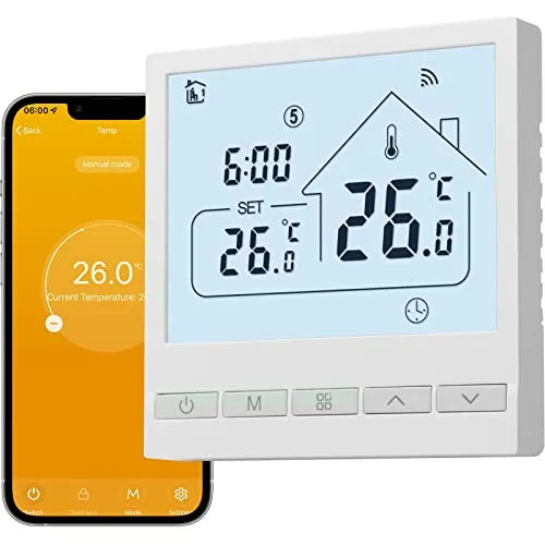 BEOK CONTROLS Thermostat für Fußbodenheizung - Programmierbarer Thermostat für Wasser-Fußbodenheizung, intelligent und kompatibel mit Alexa und Google Home für einfache Sprachsteuerung.