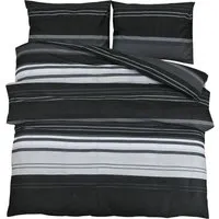 vidaXL Bettwäsche Set Schwarz Weiß 135x200cm - Bettwäsche-Sets aus hochwertiger Baumwolle mit elegantem Look und verstecktem Knopfverschluss für ein stilvolles Schlafzimmer.