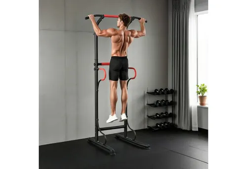 HOMCOM Power Tower höhenverstellbar – Multifunktionale Dip Station mit Klimmzugstange