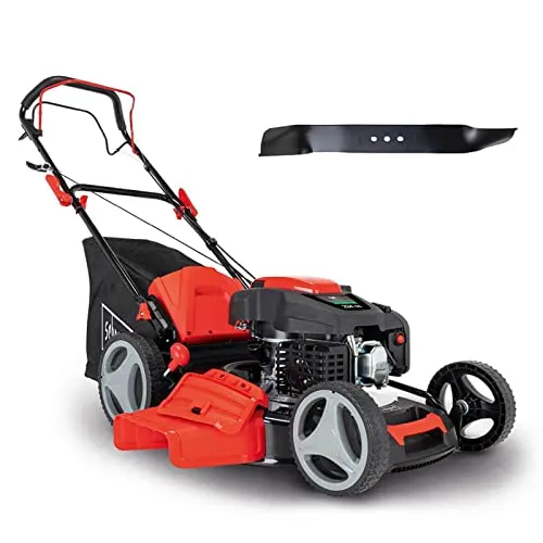 Scheppach Benzin Rasenmäher MS225-53 mit Radantrieb | 53cm Schnittbreite | 65L Fangbox | Höhenverstellung 7 Stufen | Seitenauswurf & Reinigungsfunktion | Mulchmäher | inkl. Ersatzmesser