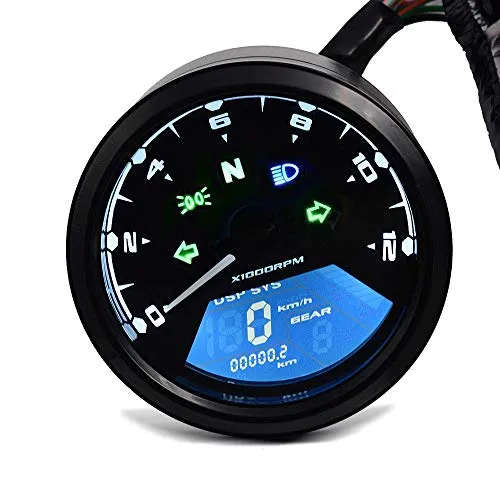 Zaddox TM1 Digital Tachometer für Motorräder - Universal Digital Tachometer mit LCD-Display und analogem Drehzahlmesser, wasserdicht und vibrationsfest, ideal für Nakedbikes, Chopper und Umbauten. Anzeige von Gesamtkilometern, Tankstand und Gängen.