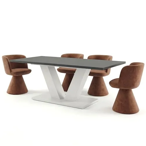 Newroom Esstisch Ausziehbar Weiß Anthrazit Esszimmertisch Modern - 150x76x90 cm (BxHxT) - Tisch Küchentisch Speisetisch - Esszimmer Küche Wohnzimmer