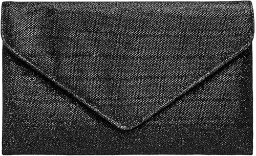 Caspar TA357 große elegante Damen Glitzer Clutch Tasche Abendtasche, Farbe:schwarz, Größe:One Size