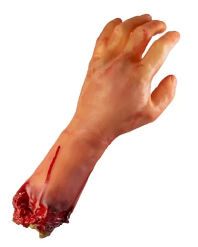 Horror-Shop Abgetrennter blutiger Arm mit Knochenstumpf Links 31cm