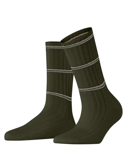 FALKE Damen Socken Cosy Wool Boot W So Wolle Kaschmir einfarbig 1 Paar, Grün Artichoke 7436 Stripe, 39-42
