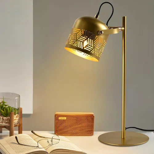 LQWELL® LED Tischlampe im Retro Palaststil - Tischlampen für vielseitige Anwendungen: Hochwertige Metall-Tischlampe in elegantem Design, ideal für Schlafzimmer, Esszimmer oder Büros. E27-Sockel für individuelle Lichtgestaltung.