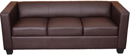 3er Sofa Couch Loungesofa Lille - Hochwertiges Kunstleder in Coffee - Sofa aus hochwertigem Kunstleder, ideal für stilvolle Wohnräume. Dank der stabilen Rahmenbauweise und dem leichten Transport in mehreren Paketen perfekt für jede Wohnung.