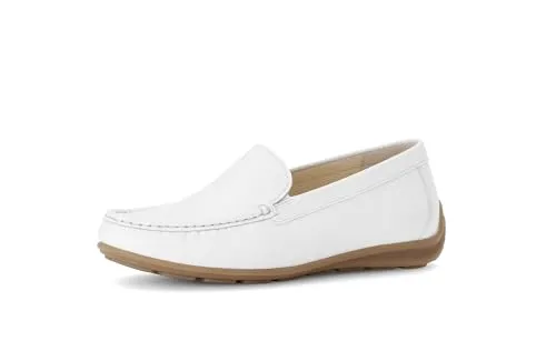 Gabor Damen Slipper - Elegante Slip-Ons in Weiß, Größe 38 EU - Damen Slipper & Mokassins, bequeme Schlupfschuhe mit flachem Absatz von Gabor, ideal für Alltag und Business.