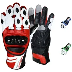 German Wear Motorradhandschuhe GW409G Lederhandschuhe Handschuhe aus Kalbsleder mit Protektoren rot 8=M