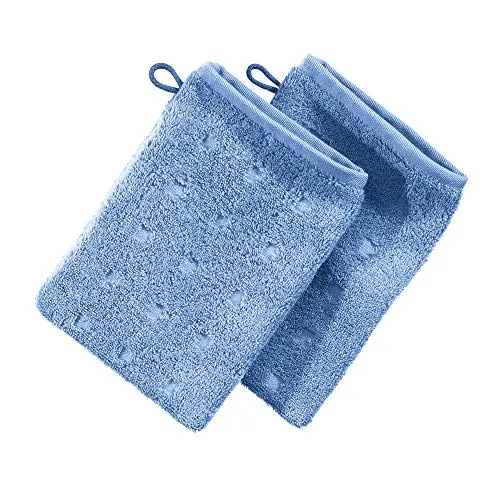 Möve Waschhandschuh Quadretti 2er-Pack Walk-Frottier hellblau Größe 15x20 cm