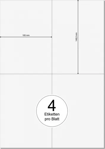 PRINTATION Papier-Etiketten Haft-PLUS (B105xH148,5mm=A6) 100xA4 à 4 Eti. 1367508-HP