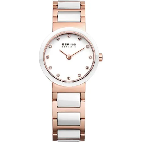 BERING Damen Quarz Uhr 25 mm – Elegantes roségoldenes Design - Armbanduhren für Damen mit kratzfestem Saphirglas und hypoallergenem Edelstahlband. Ideal für stilbewusste Frauen, die Minimalismus und Funktionalität schätzen.