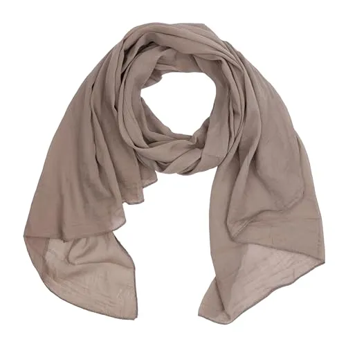 MIRROSI Damen Schal Asymmetrisch Made in Italy, 20% Seide 80% Baumwolle, Leichtes Halstuch (170x75 cm), Unifarbe, Kreis Muster, Elegant für Frühling Sommer Herbst (Unifarbe: Schlamm)