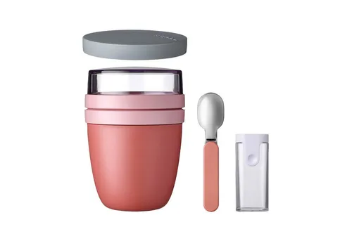Mepal ELLIPSE Lunchpot Switch + Klapplöffel - Vivid Mauve - Vorratsdosen für unterwegs mit praktischem faltbaren Löffel. Ideal für Snacks und Mahlzeiten, spülmaschinenfest und mikrowellengeeignet.