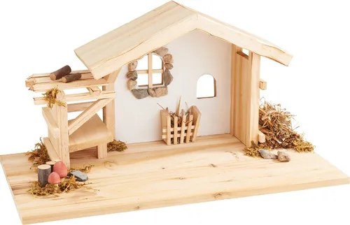 VBS Krippe Bethlehem 39x20x20 cm – Holz Weihnachtsdeko - Schöne Holzkrippe im Maßstab 39x20x20 cm, ideal für stimmungsvolle Weihnachtsdekoration. Perfekt zur Gestaltung von Krippenszenen und für Liebhaber des Modellbaus.