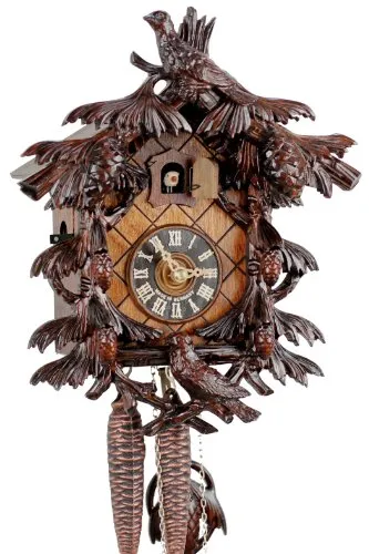 Kuckucksuhr Original Schwarzwälder Kuckuckuhr Echtholz mechanisches 1-Tag Laufwerk NEU VDS Zertifikat Hönes -Kuckuck 30cm- 1241/2NU