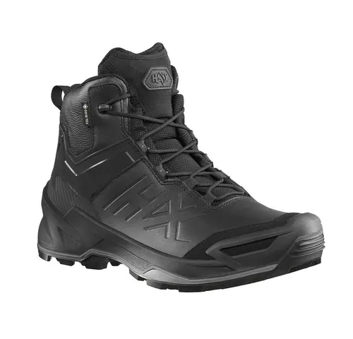 HAIX Black Eagle Evo Tactical GTX Mid schwarz Wanderschuh - Wasserdichter und atmungsaktiver Stiefel aus robustem Leder-Textil-Material, ideal für flexible Einsätze im Innen- und Außenbereich. Komfortable Einlagesohle sorgt für optimale Dämpfung und Stabilität.