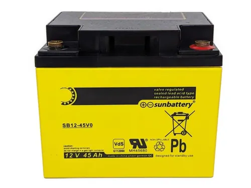 sunbattery SB12-45V0 12V 45Ah AGM Blei Batterie - Wartungsfreier AGM Bleiakku, ideal für zuverlässige Energieversorgung in verschiedenen Anwendungen, auslaufsicher und mit VdS-Zertifizierung für höchste Sicherheit.